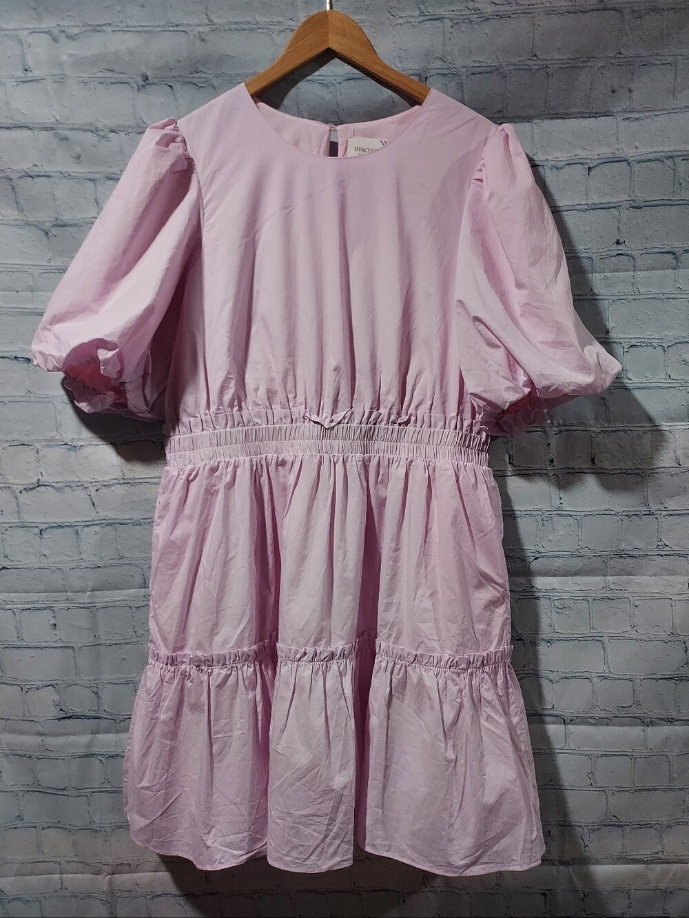 Hyacinth House Womens Size XL Pink Mini Dress Puff Sleeves Preppy Rush Pockets